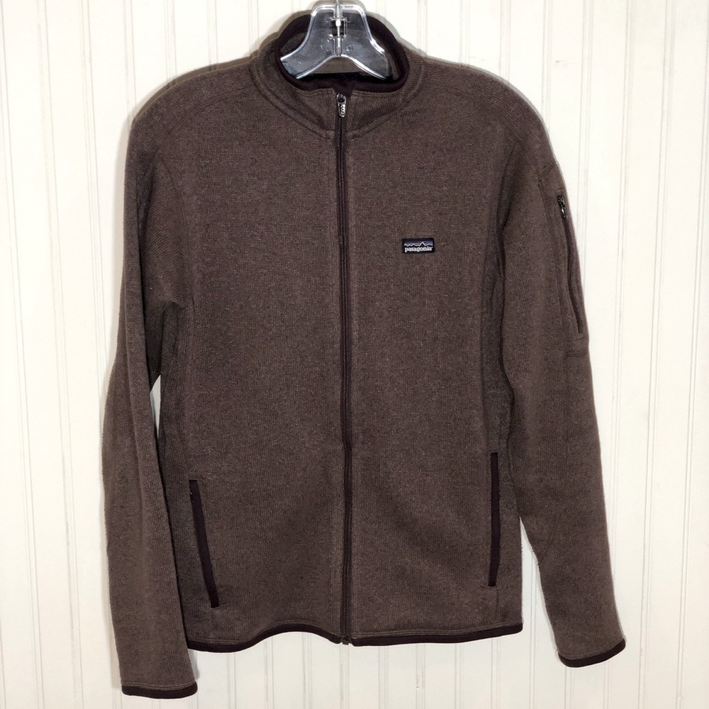 Patagonia Full Zip Fleece Sweater, Brown, Size M